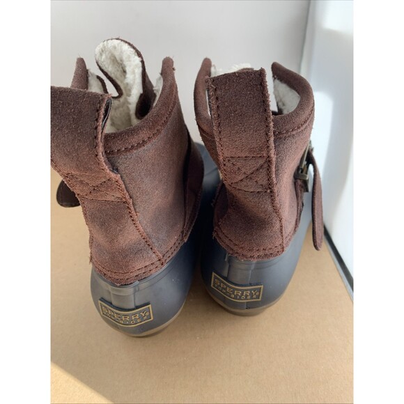 Sperry Top Sider Rip Water Duck Boots Faux Fur Womens 5 M Waterproof Blue Rubber - Picture 3 of 4